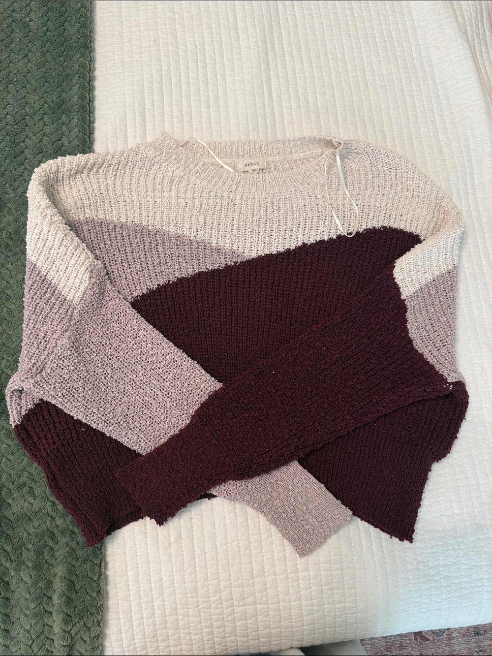 Cozy Colorblock Cropped Crewneck Sweater